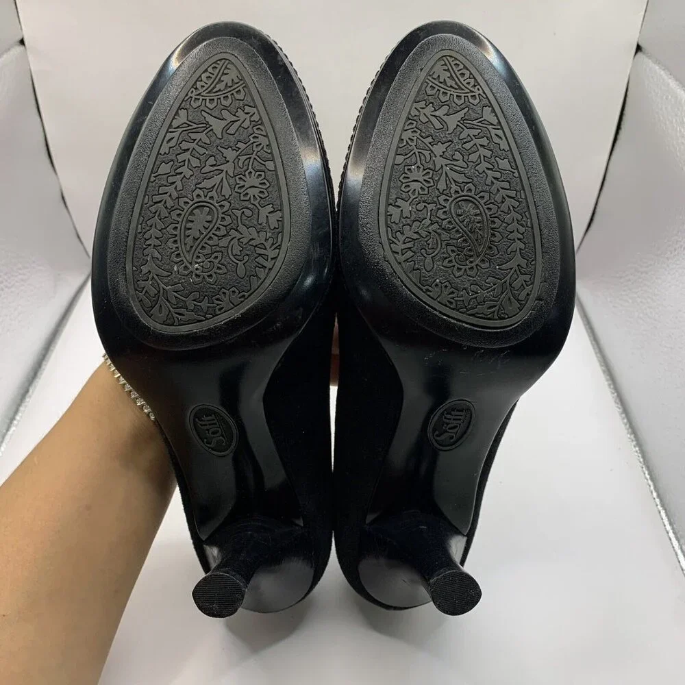 Sofft 1015421 Women Black Peep Toe Bow Suede Leather Heel Shoe Size 8.5 - Picture 8 of 8